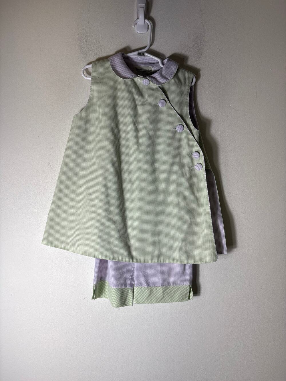 Girls Vintage Amanda Remembered Purple&Green Check top&pants set Sz 6